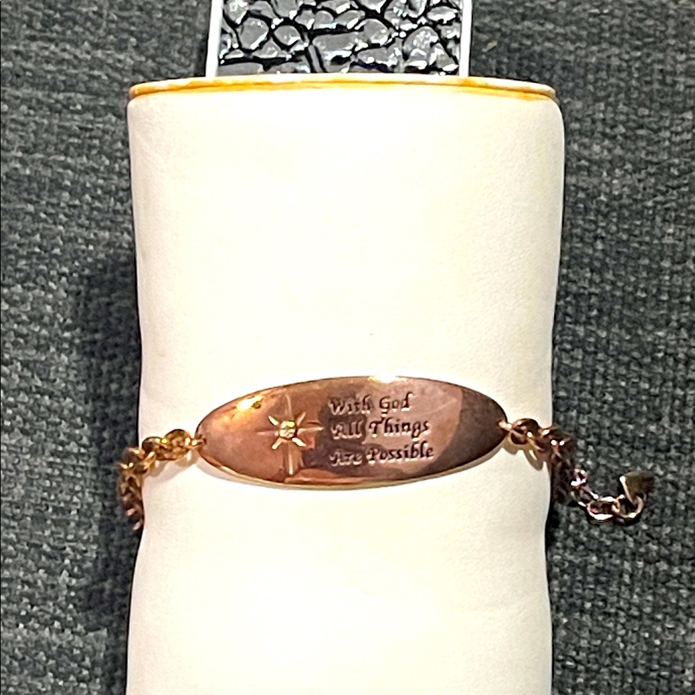 Rose Gold Inspirational Bracelet-With God All Things are Possible‎